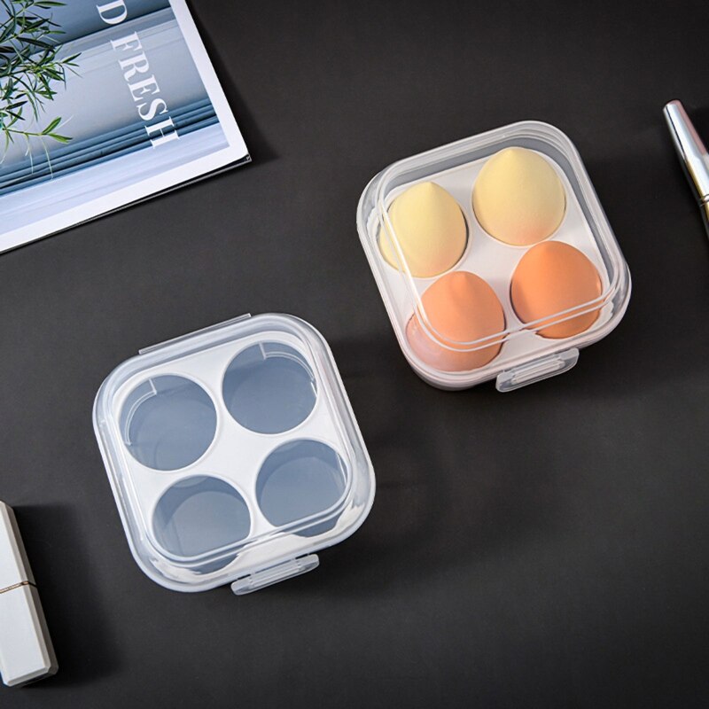 Four Grid Transparent Makeup Sponge Case