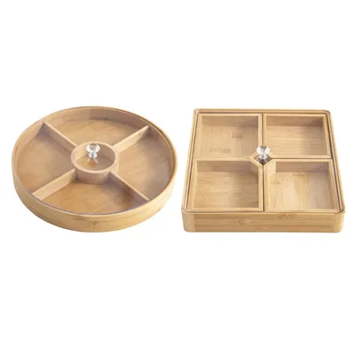 Four Grids Wooden Dry Fruit Tray Four Grids Wooden Dry Fruit Tray