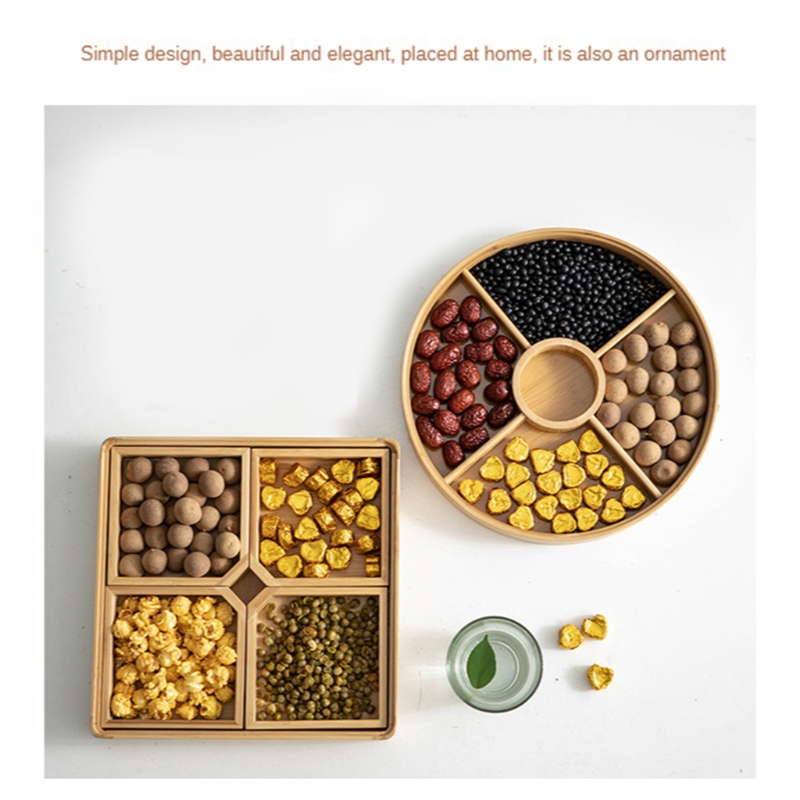 Four Grids Wooden Dry Fruit Tray Four Grids Wooden Dry Fruit Tray