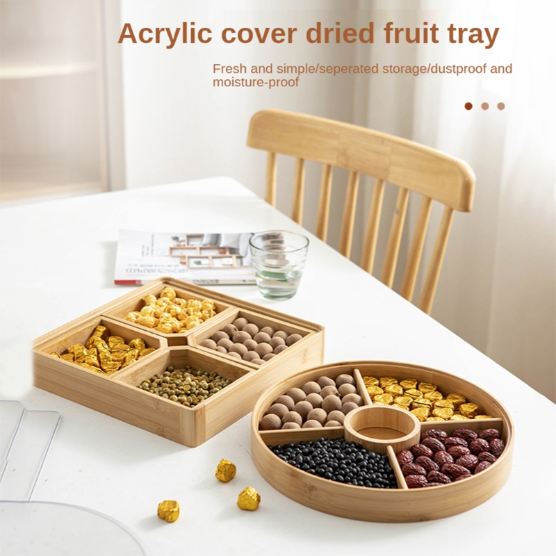Four Grids Wooden Dry Fruit Tray Four Grids Wooden Dry Fruit Tray