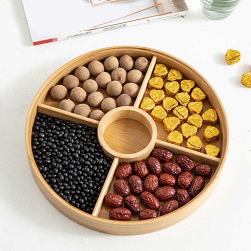 Four Grids Wooden Dry Fruit Tray Four Grids Wooden Dry Fruit Tray