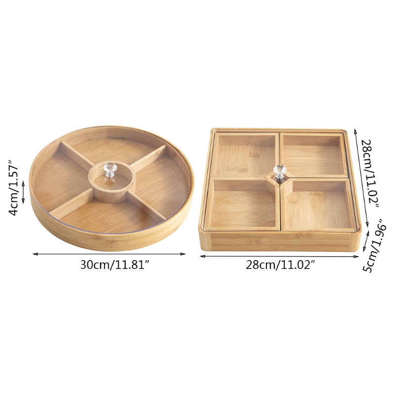 Four Grids Wooden Dry Fruit Tray Four Grids Wooden Dry Fruit Tray