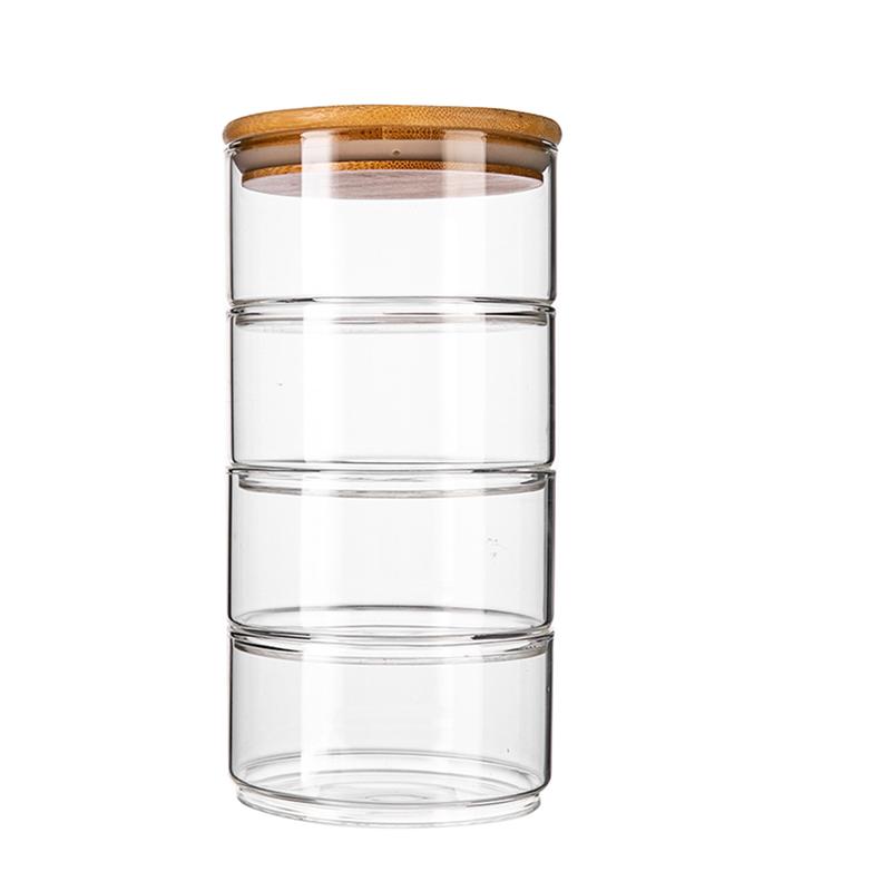 Four Layer Stackable Glass Jars with Lid Four Layer Stackable Glass Jars with Lid