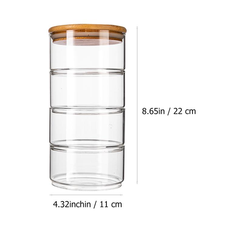 Four Layer Stackable Glass Jars with Lid Four Layer Stackable Glass Jars with Lid