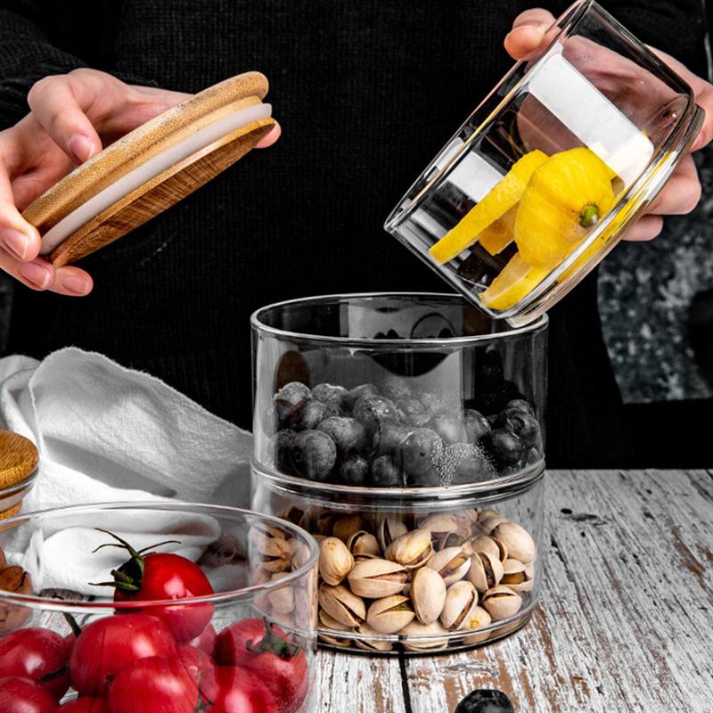 Four Layer Stackable Glass Jars with Lid Four Layer Stackable Glass Jars with Lid