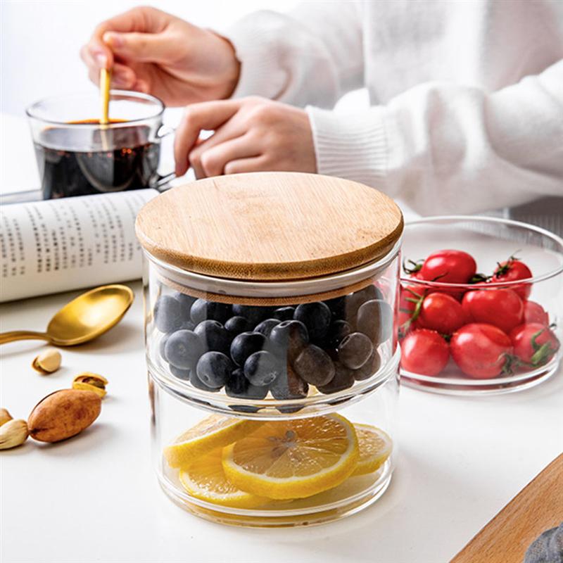 Four Layer Stackable Glass Jars with Lid Four Layer Stackable Glass Jars with Lid