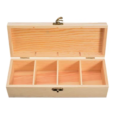 Four-Slot Wooden Tea Compartment Box Four-Slot Wooden Tea Compartment Box