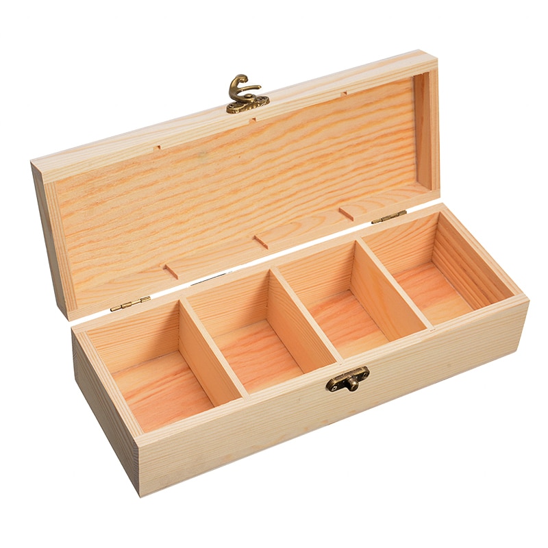 Four-Slot Wooden Tea Compartment Box Four-Slot Wooden Tea Compartment Box