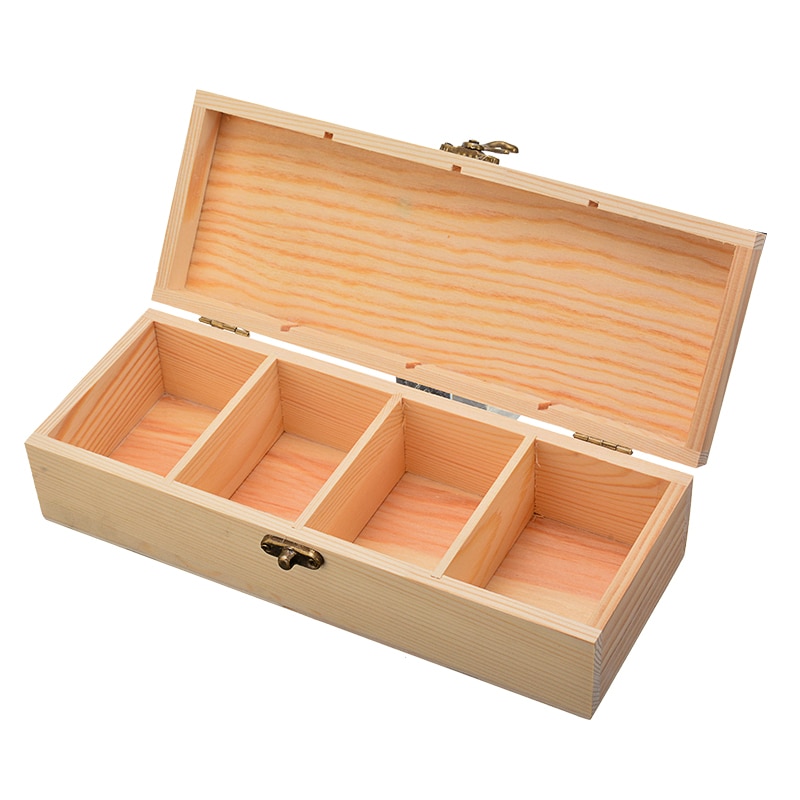 Four-Slot Wooden Tea Compartment Box Four-Slot Wooden Tea Compartment Box