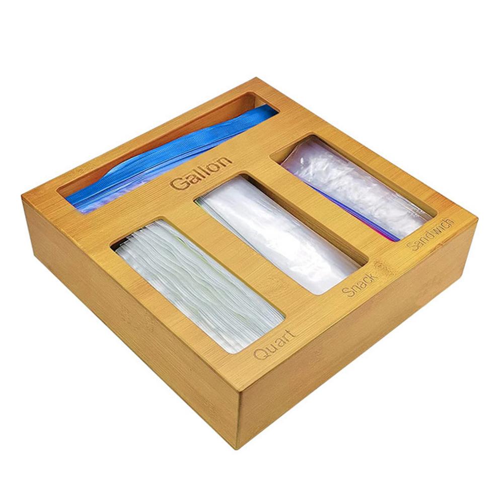 Four Slot Wooden Ziploc Bag Organizer Four Slot Wooden Ziploc Bag Organizer
