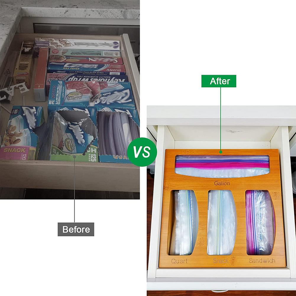 Four Slot Wooden Ziploc Bag Organizer Four Slot Wooden Ziploc Bag Organizer