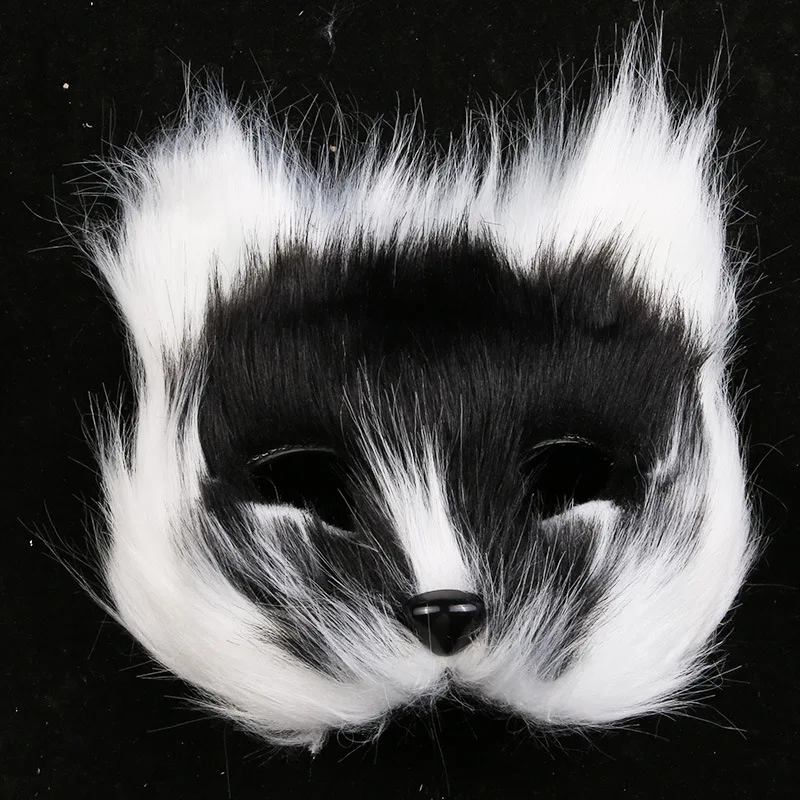 Fox Shape Face Mask Furry Cat Hair Animal Halloween Cosplay Carnival Party Mask Christmas Costume Props Female