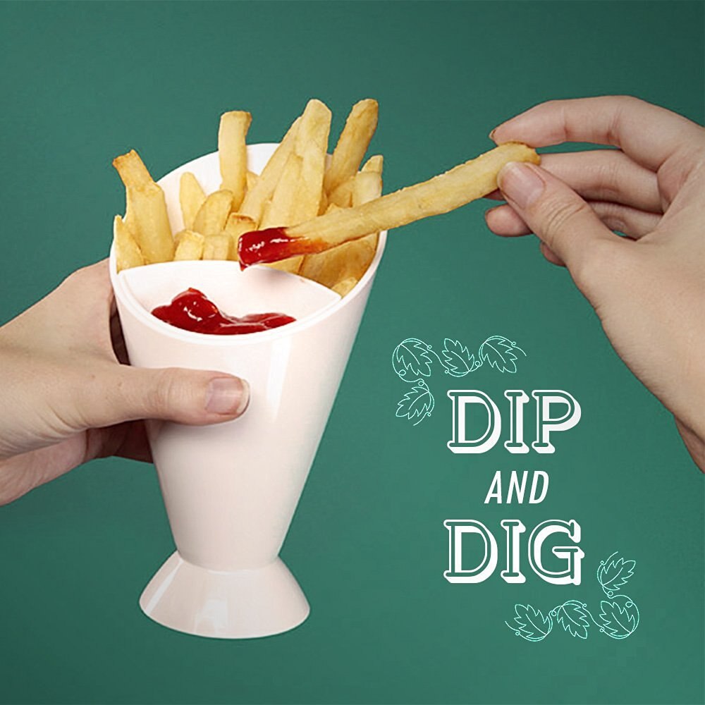 French Fries Holder Cone with Dip Holder French Fries Holder Cone with Dip Holder