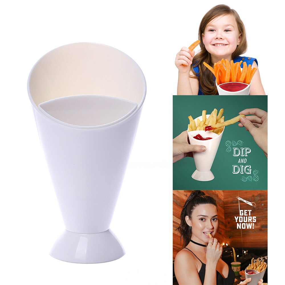 French Fries Holder Cone with Dip Holder French Fries Holder Cone with Dip Holder