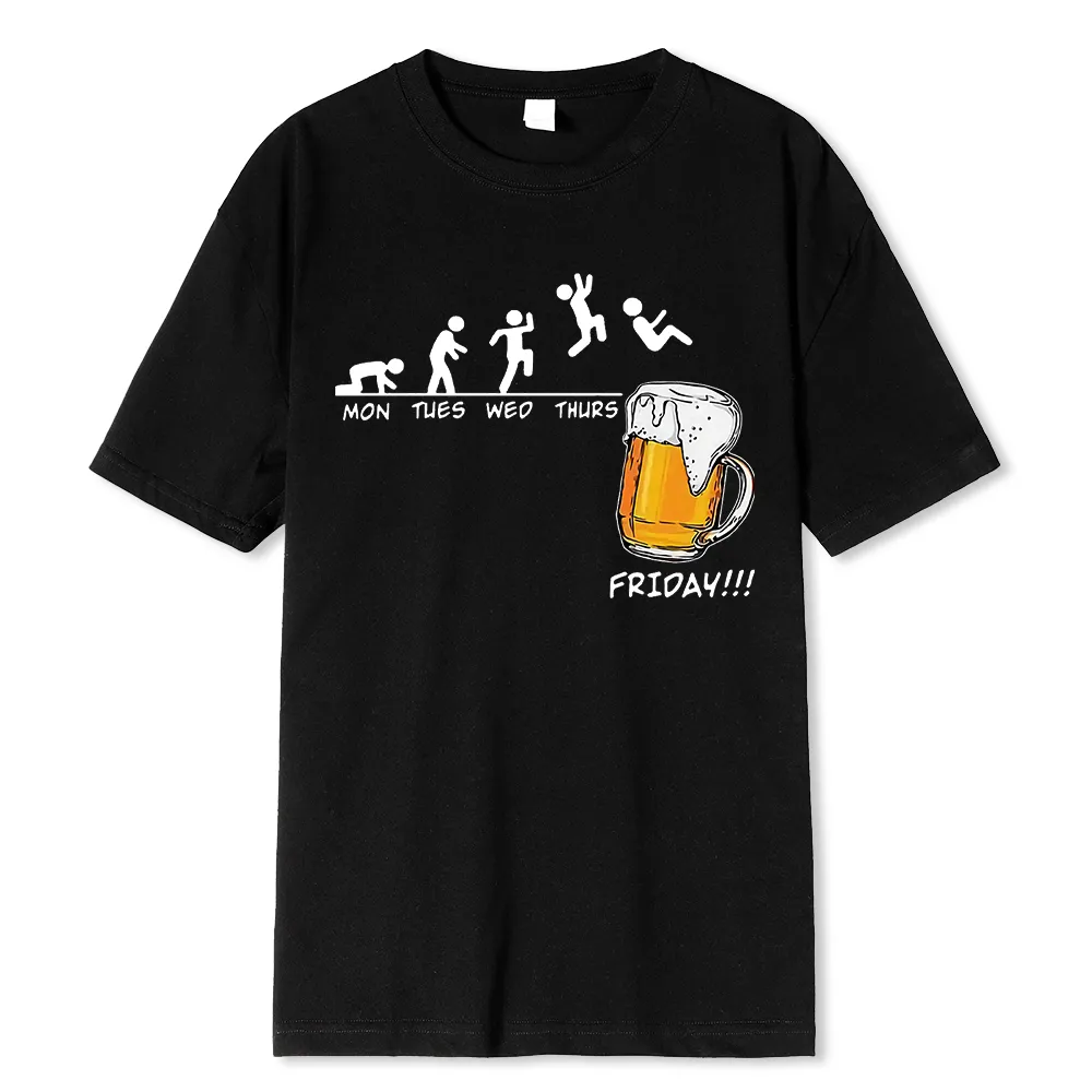 Friday Beer Print Men's Brand T-shirts Funny Graphic Hip Hop Summer Men Tshirts Streetwear Cotton Harajuku T-Shirt