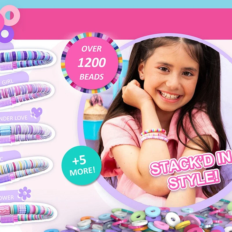 Friendship Bracelet Making Kit with Over 1,200 Beads – DIY Bracelet Maker for Girls