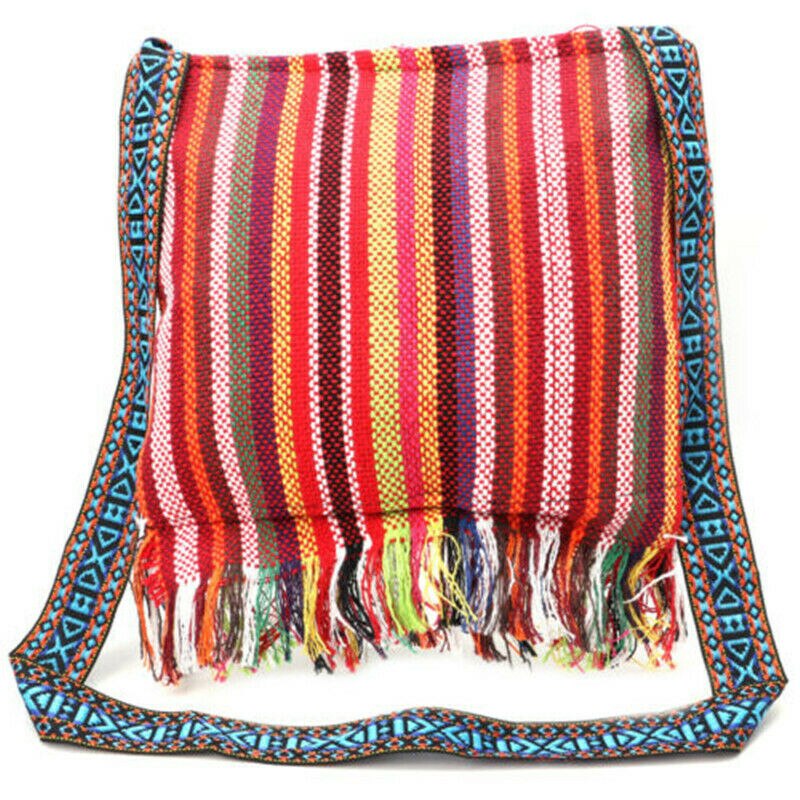 Fringed Linen Boho Messenger Bag