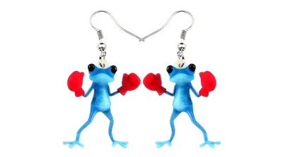 Frog Earrings Funny Boxer Dangle Earrings Frog Earrings Funny Boxer Dangle Earrings