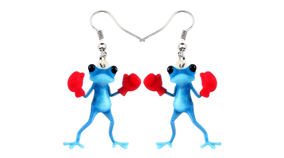 Frog Earrings Funny Boxer Dangle Earrings Frog Earrings Funny Boxer Dangle Earrings