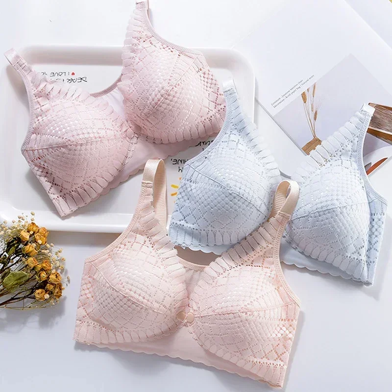 Front Button Maternity Nursing Bra Adjustable Gathered Underwear Comfortable Breastfeeding Bra for Feeding Pregnant