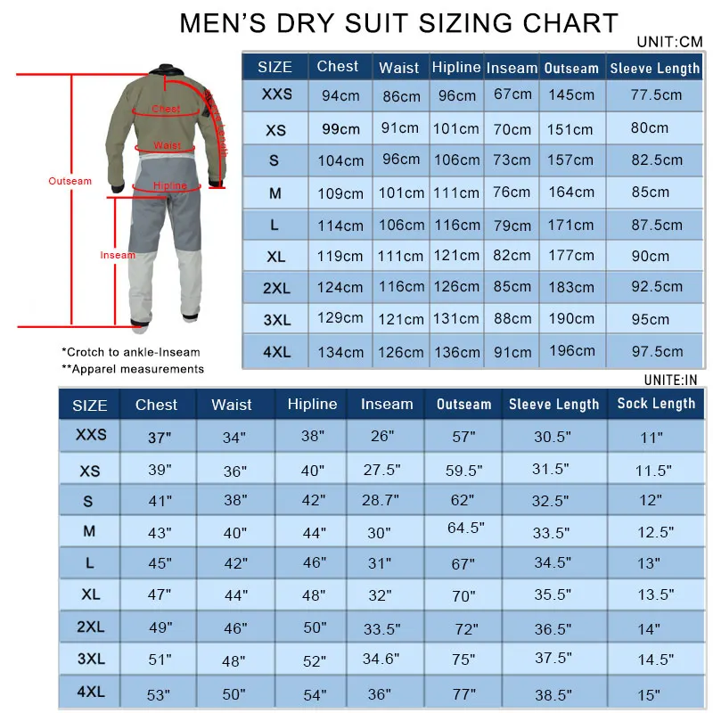 Front-Entry Drysuit with Relief Zipper Socks for Boating Sailing Paddling Canoeing Rafting Fishing Kayaking in Extreme