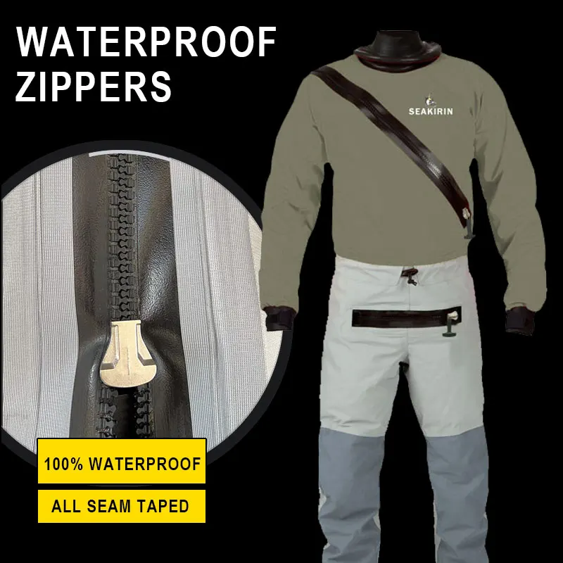 Front-Entry Drysuit with Relief Zipper Socks for Boating Sailing Paddling Canoeing Rafting Fishing Kayaking in Extreme