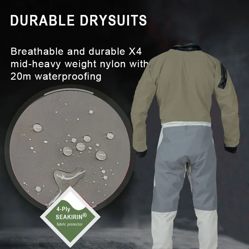 Front-Entry Drysuit with Relief Zipper Socks for Boating Sailing Paddling Canoeing Rafting Fishing Kayaking in Extreme