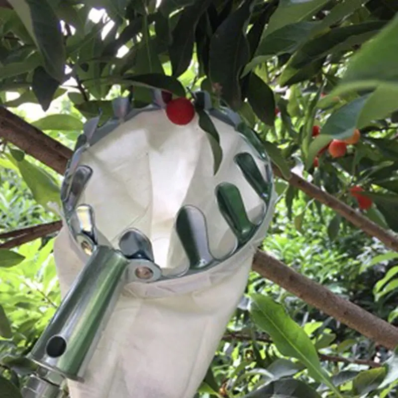 Fruit Picker Tool, Metal Cherry Picker Tool, Fruit Picker Basket Head,Fruit Harvester Attachment Garden Hardware Tools