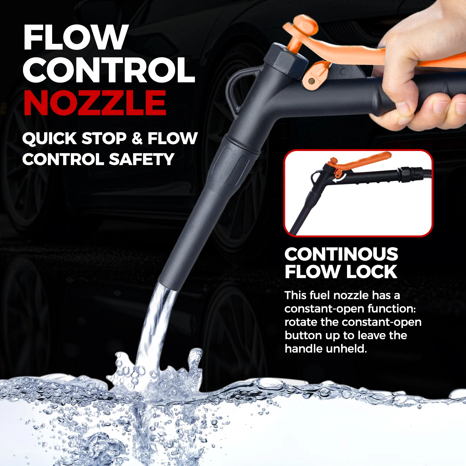 Fuel Transfer Pump with Auto-stop Sensor and 4 Tank Adapter, 3.2GPM 51″ Hose Battery-Powered Portable Liquid Pump for Fuel Transfer Pump with Auto-stop Sensor and 4 Tank Adapter, 3.2GPM 51″ Hose Battery-Powered Portable Liquid Pump for