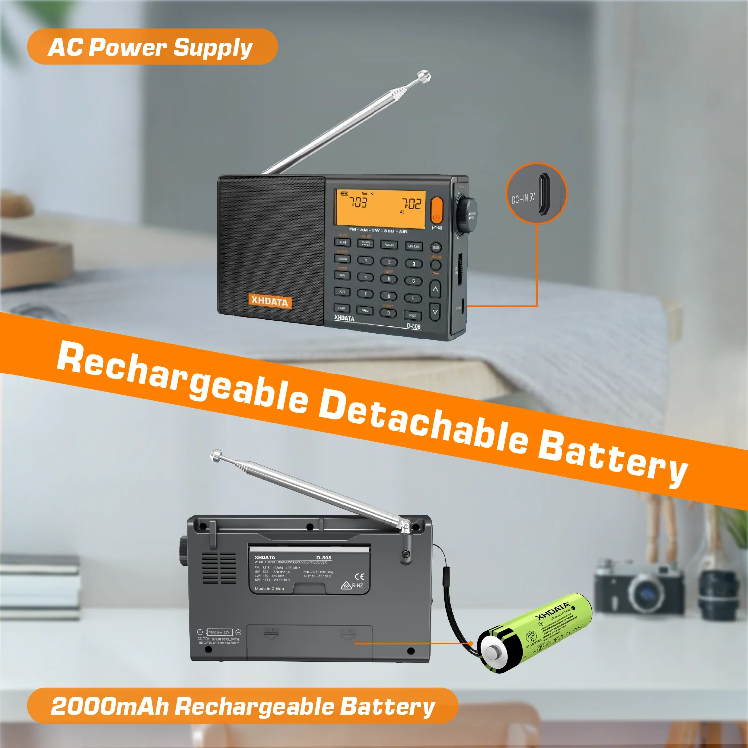 Full Band Portable Radio AM or FM or SW or MW SSB AIR RDS with Multifunction Deep Sound Stereo Deep Signal Processing