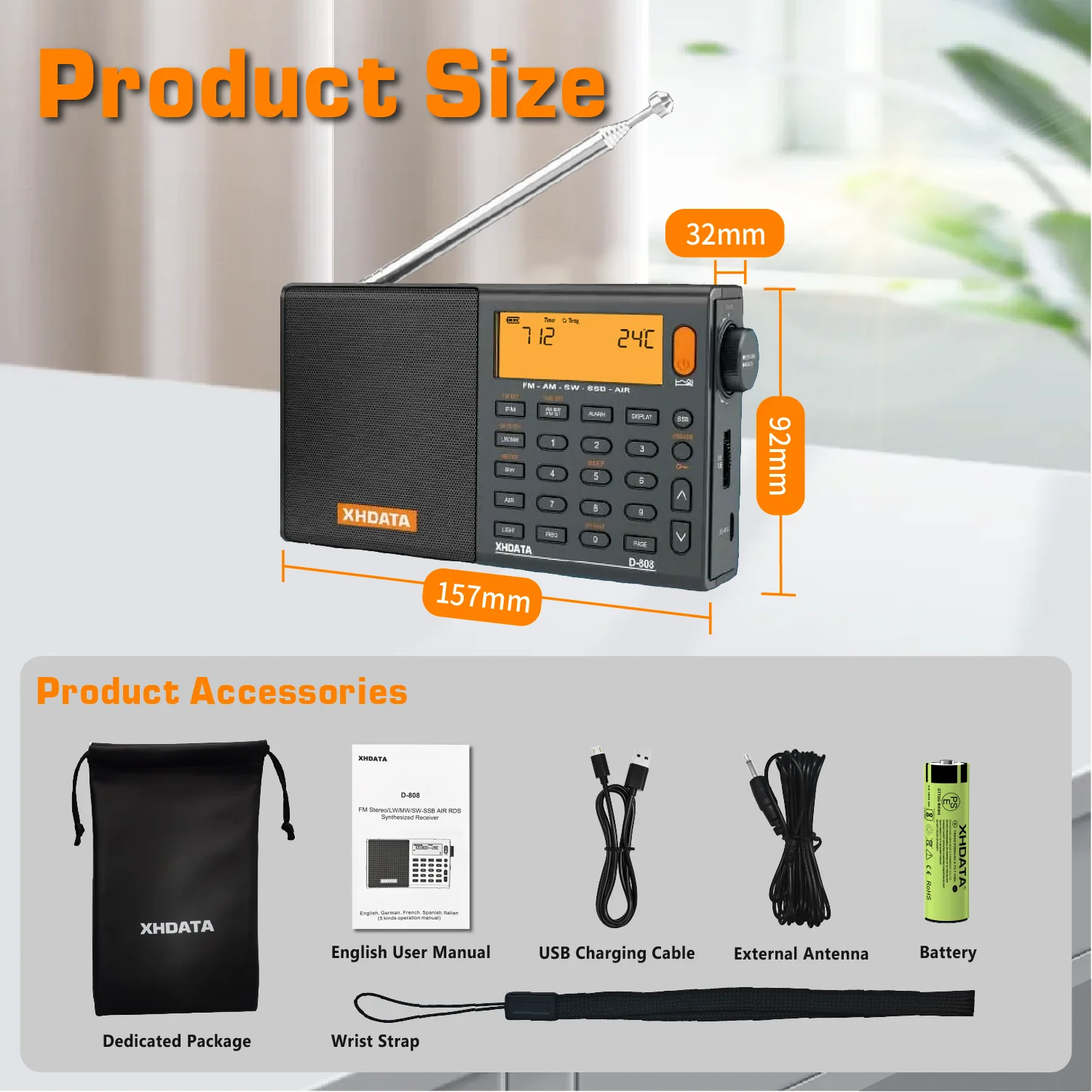 Full Band Portable Radio AM or FM or SW or MW SSB AIR RDS with Multifunction Deep Sound Stereo Deep Signal Processing
