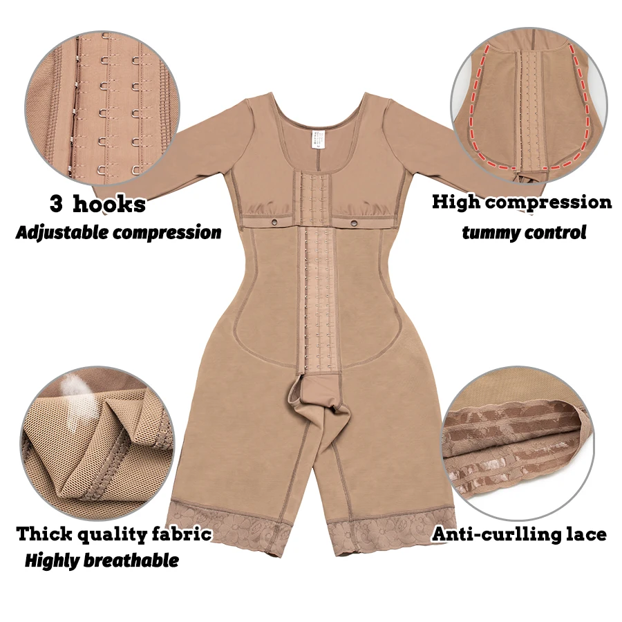 Full Body Colombian Girdles Shaper High Compression Bodysuits Postoperative Postpartum Lipo Arm Slimmer Waist Reducing