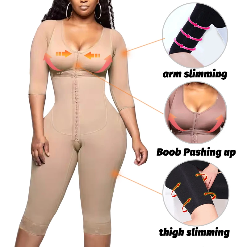 Full Body Colombian Girdles Shaper High Compression Bodysuits Postoperative Postpartum Lipo Arm Slimmer Waist Reducing