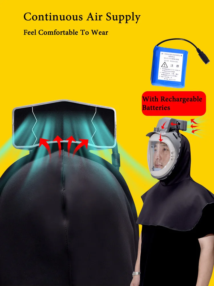 Full Cover Electric Powered Air Supply Dust Mask Hat Dustproof Hood Cape For Harvester Polishing Sanding Industrial Dust Full Cover Electric Powered Air Supply Dust Mask Hat Dustproof Hood Cape For Harvester Polishing Sanding Industrial Dust