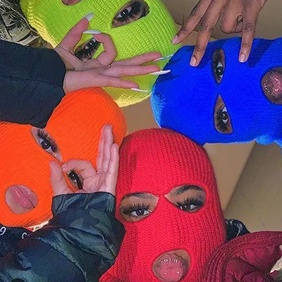 Full Face Cover Hats Beanie 3 Holes Balaclava Party CS Hiking Cycling Ski Outdoor Fashion INS Photo Knitted Caps for