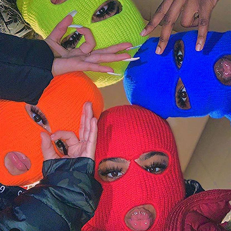 Full Face Cover Hats Beanie 3 Holes Balaclava Party CS Hiking Cycling Ski Outdoor Fashion INS Photo Knitted Caps for