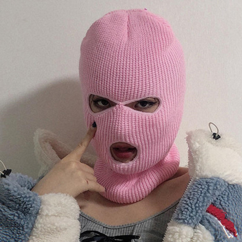 Full Face Cover Hats Beanie 3 Holes Balaclava Party CS Hiking Cycling Ski Outdoor Fashion INS Photo Knitted Caps for