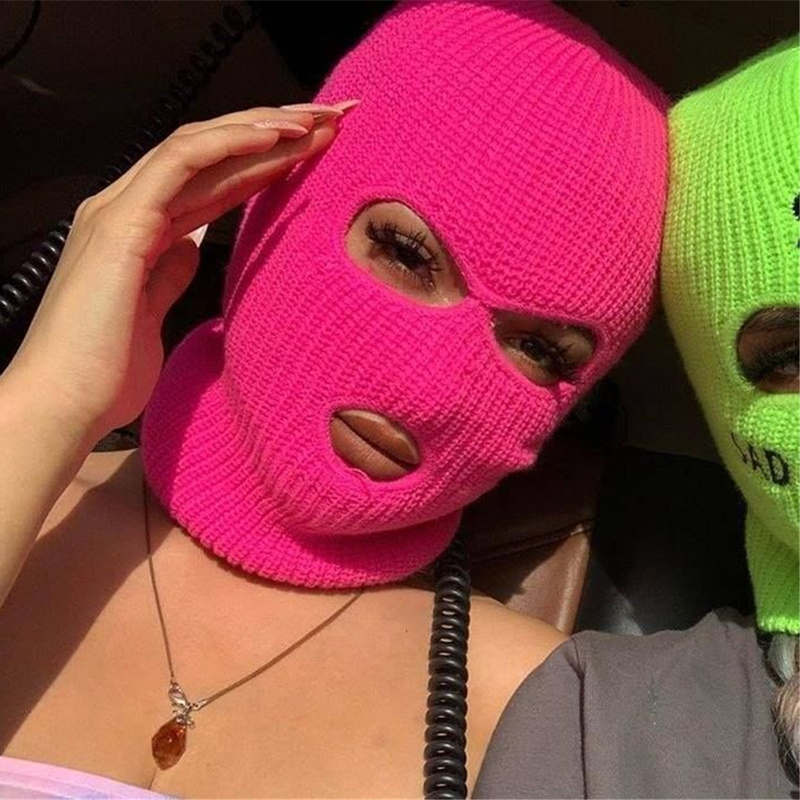 Full Face Cover Hats Beanie 3 Holes Balaclava Party CS Hiking Cycling Ski Outdoor Fashion INS Photo Knitted Caps for