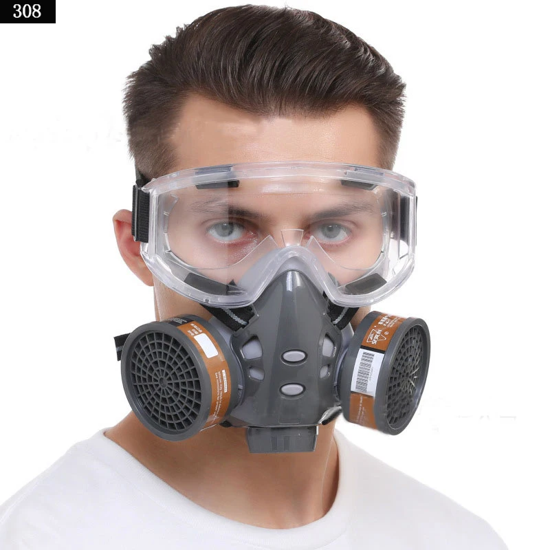 Full Face Gas Mask With Safety Glasses Spray Paint Chemical Pesticide Decoration Formaldehyde Anti-Dust With Filter
