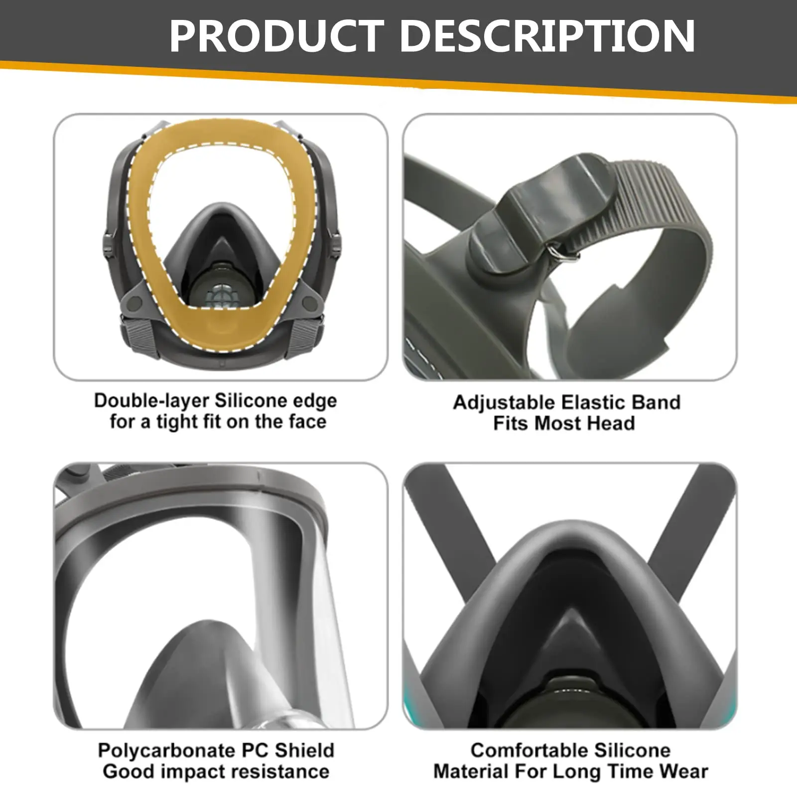 Full Face Gas Masks Survival Chemical Respirator with 40mm Filter, Full Face Respirator Gas Mask with 40mm Activated Full Face Gas Masks Survival Chemical Respirator with 40mm Filter, Full Face Respirator Gas Mask with 40mm Activated