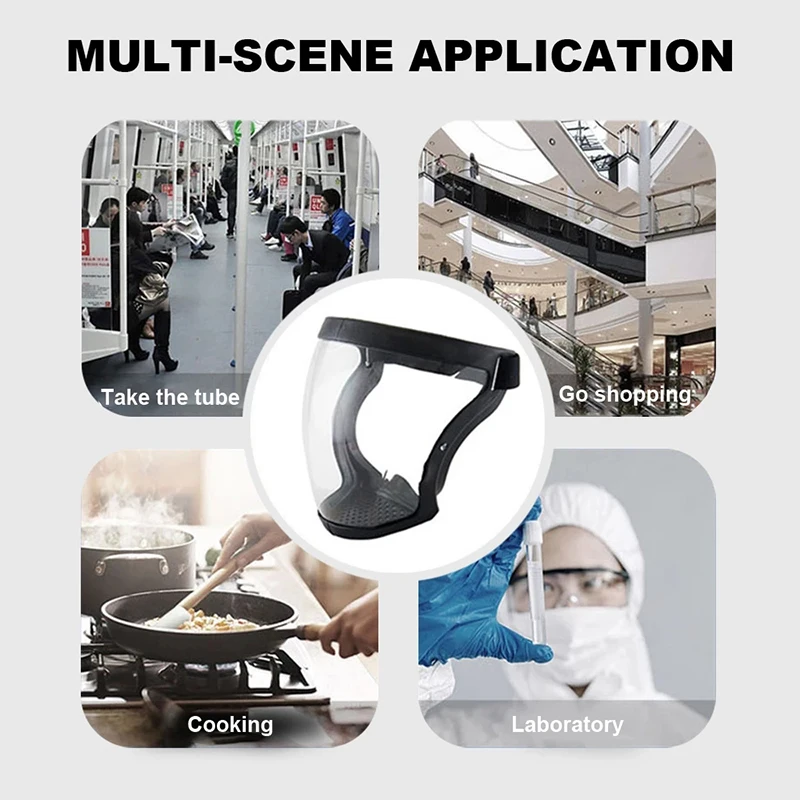 Full Face Transparent Protective Mask Dust-proof Anti-fog Head Cover Reusable Kitchen Oil-splash Proof Face Mask with