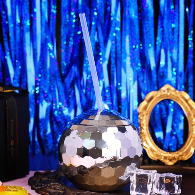 Fun Party Disco Ball Cup with Straw Fun Party Disco Ball Cup with Straw