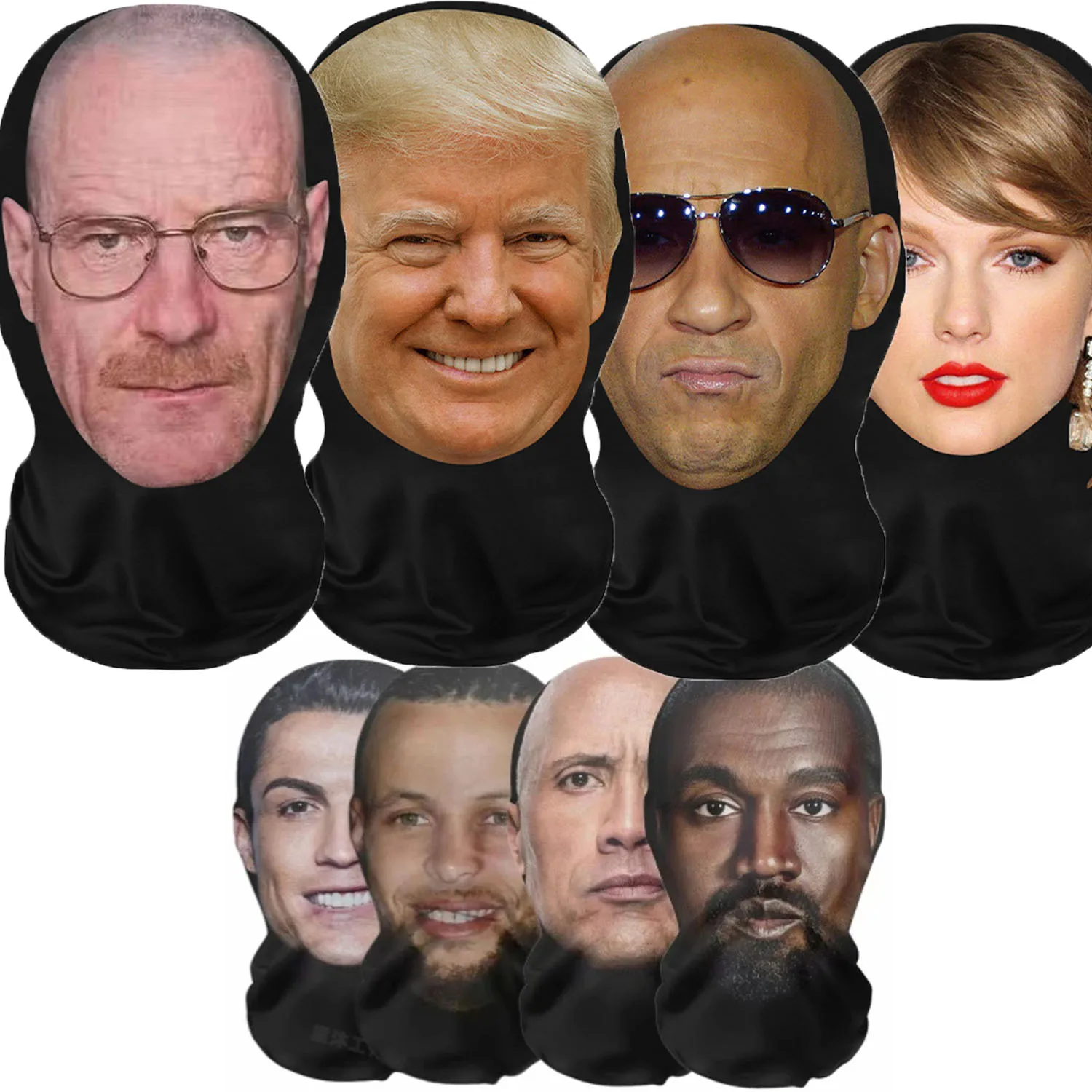 Funny 3D Printed Mask Elastic Mesh Full Face Mask for Men Women Cosplay Headwear Novelty Supplies Tricky Hood Party