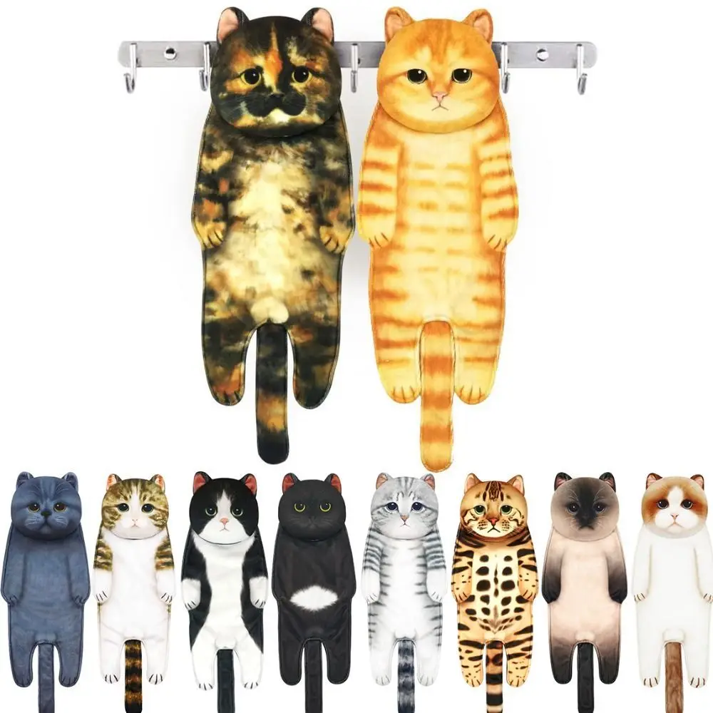 Funny Cat Hand Towels Bathroom Kitchen Hand Wash Towel with Hanging Loops Quick Dry Soft Absorbent Microfiber creative Funny Cat Hand Towels Bathroom Kitchen Hand Wash Towel with Hanging Loops Quick Dry Soft Absorbent Microfiber creative