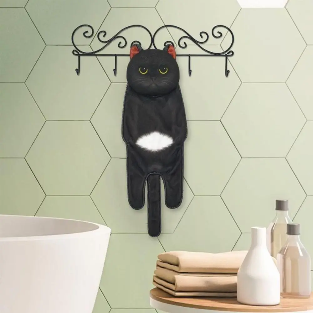 Funny Cat Hand Towels Bathroom Kitchen Hand Wash Towel with Hanging Loops Quick Dry Soft Absorbent Microfiber creative
