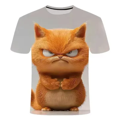 Funny Cat Pattern T-Shirt For Men Personality Animal 3D Printed T Shirts Summer Loose Short Sleeved Tops Casual Round Funny Cat Pattern T-Shirt For Men Personality Animal 3D Printed T Shirts Summer Loose Short Sleeved Tops Casual Round