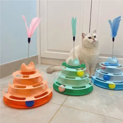 Funny Cat Pet Toy Cat Toys Intelligence Triple Play Disc Cat Toy Balls with Feather Toys