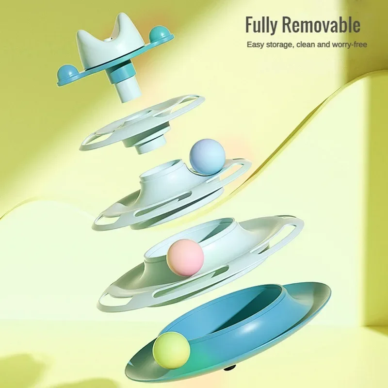 Funny Cat Pet Toy Cat Toys Intelligence Triple Play Disc Cat Toy Balls with Feather Toys