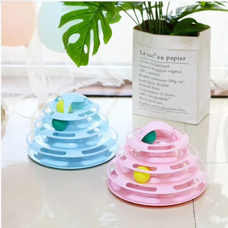 Funny Cat Pet Toy Cat Toys Intelligence Triple Play Disc Cat Toy Balls with Feather Toys