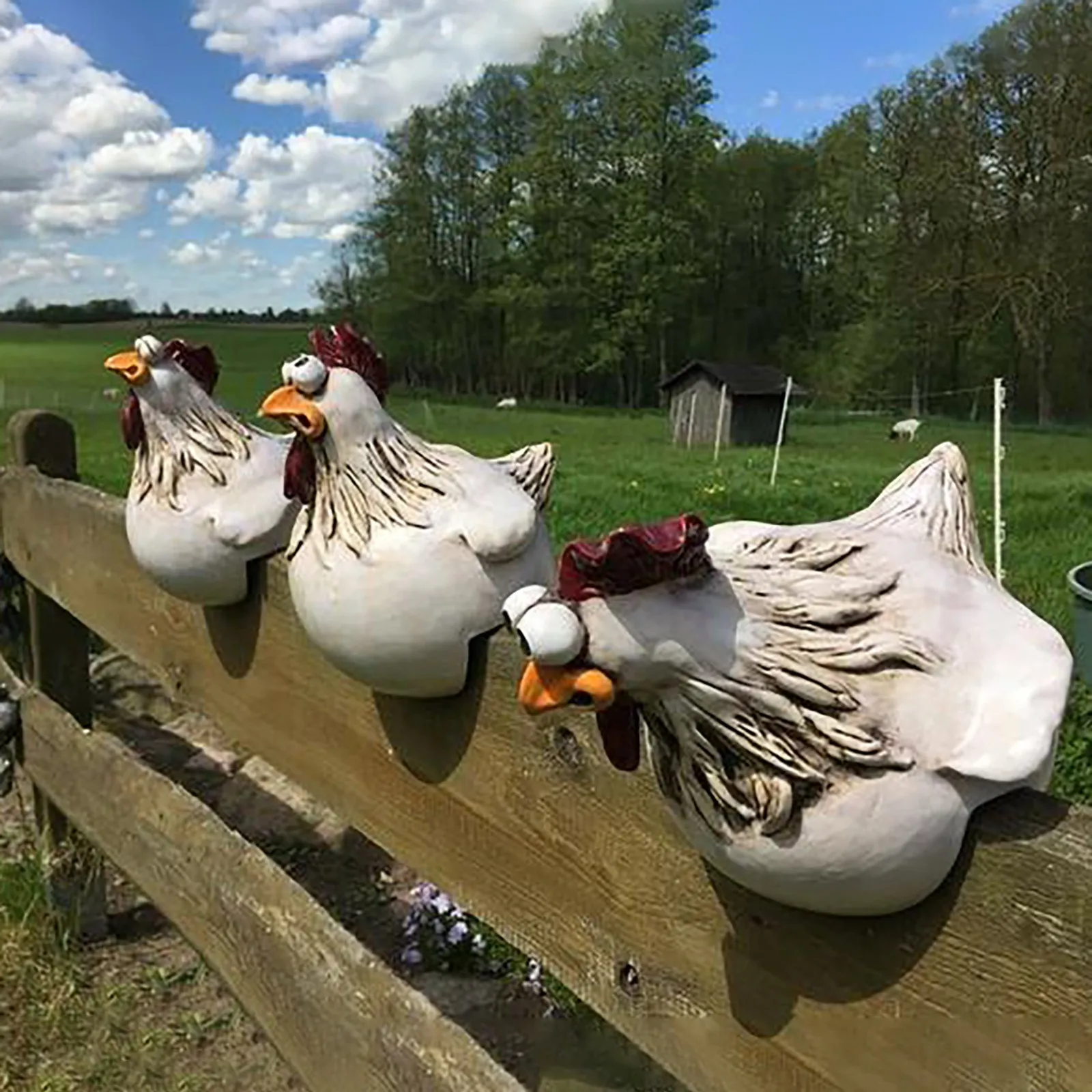 Funny Chicken Fence Decor Statues Resin Garden Farm Yard Chicken Hen Sculpture Art Craft Courtyard Housewarming Home Funny Chicken Fence Decor Statues Resin Garden Farm Yard Chicken Hen Sculpture Art Craft Courtyard Housewarming Home